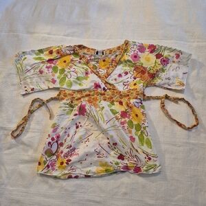 Iz Byer California girls floral blouse size M 8/10 back tie VGUC